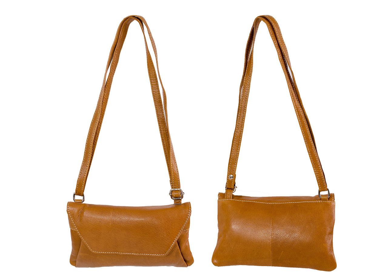 (image for) RL 666 TAN LEATHER BAG WITH POPPER FLAP